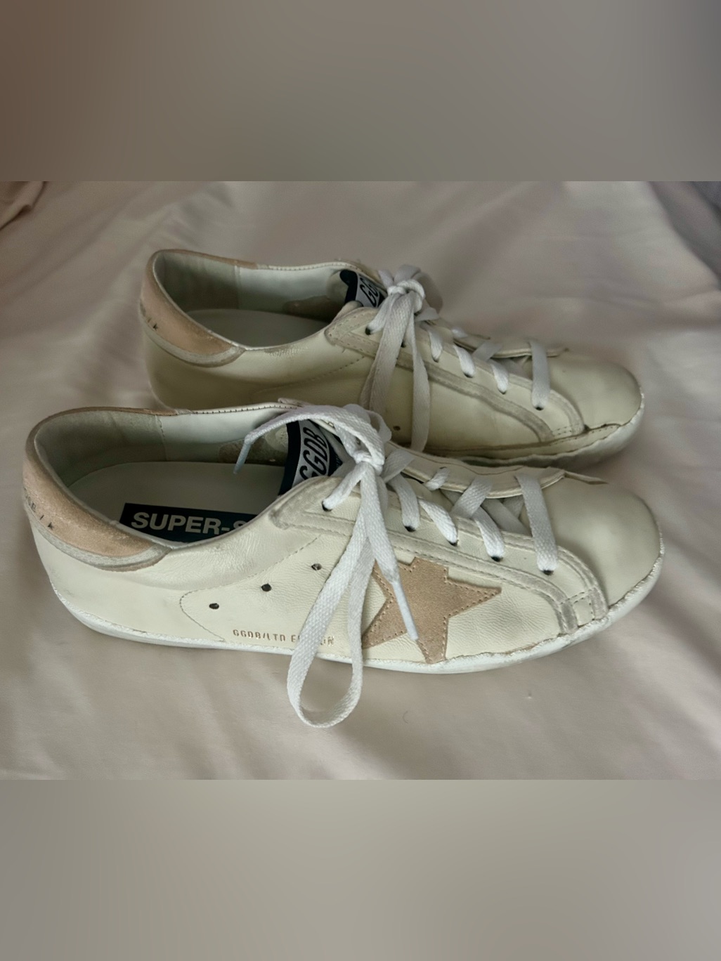 Golden Goose Super-Star White & Beige Leather Sneakers